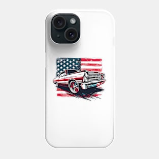 Classic Car with USA flag Phone Case