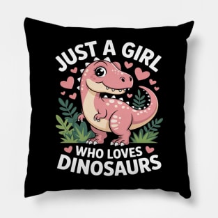 Cute Girls Dinosaur Outfit Dino Lover Girl Dinosaur Pillow