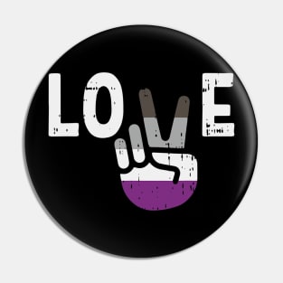 Love Peace Sign Funny Hand Lgbt Asexual Flag Colors Pin