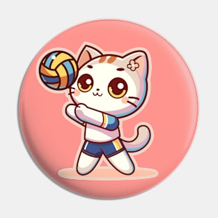 Cute Kitty Volleyball Player Pin