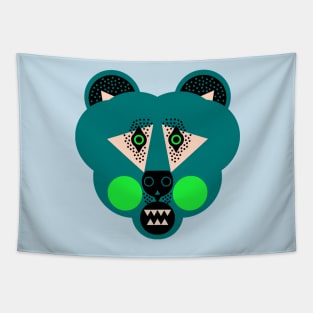 Grizzly Bear Face, Dark Green Tapestry