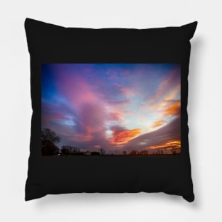 Sunset in Orange, Pink and Blue Pillow