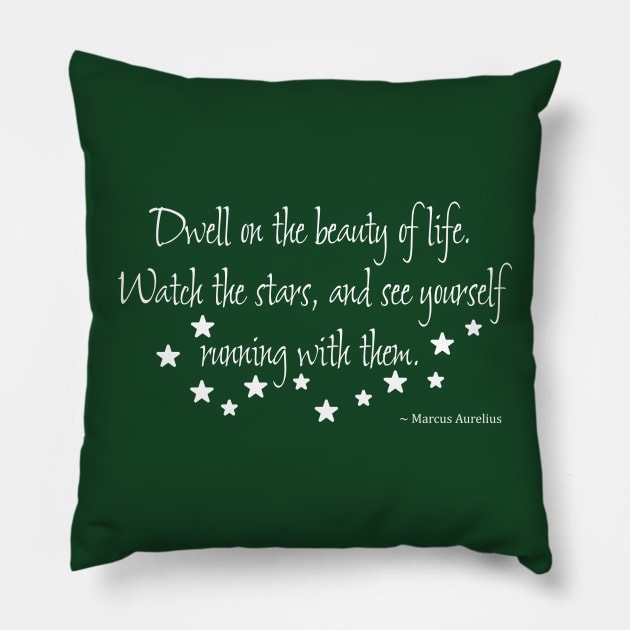 Marcus Aurelius Quote on the Beauty of Life Pillow by numpdog