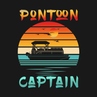 Funny Pontoon Captain Retro Vintage Style Pontoon Boat T-Shirt