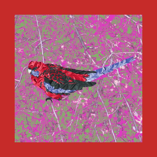Marbled Bird Collage - Crimson Rosella #2 by MarbleCloud