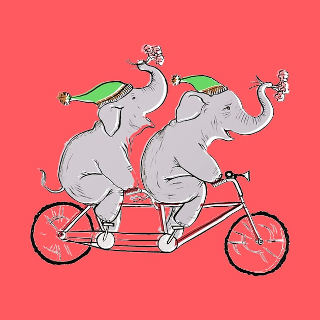 Elephant Pals on a Bike by AmysBirdHouse