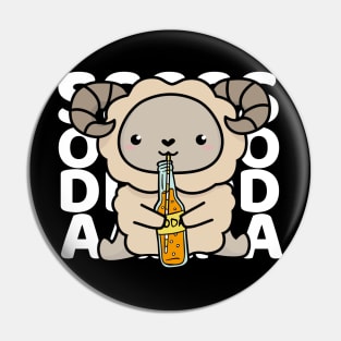 Kawaii Sheep Loves Soda - White Pin