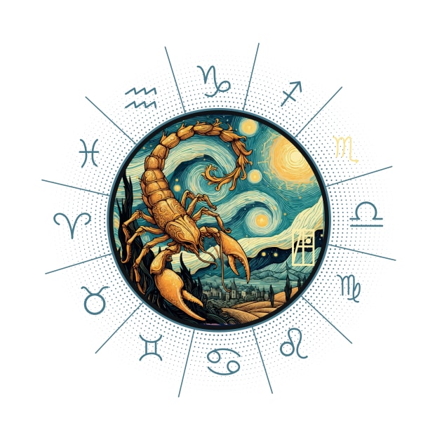 ZODIAC Scorpio - Astrological SCORPIO - SCORPIO - ZODIAC sign - Van Gogh style - 3 by ArtProjectShop