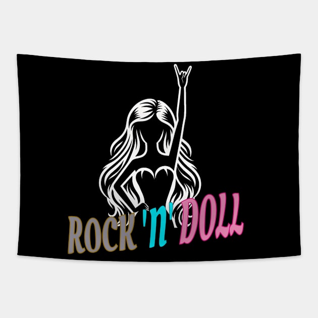 Rock 'n' Doll: Babe Doll Silhouette Tapestry by MetalByte