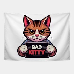 Mugshot Drawing of Bad Kitty Tapestry