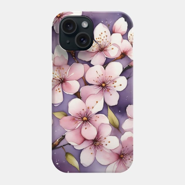 Beautiful Cherry blossom purple flowers Phone Case by Anik Arts