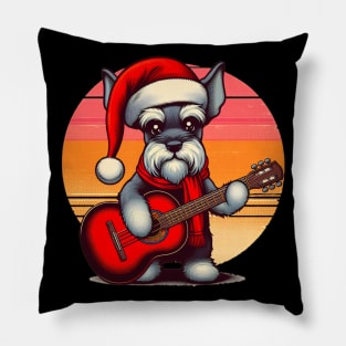 Perro Schnauzer navideño con guitarra 2 Pillow