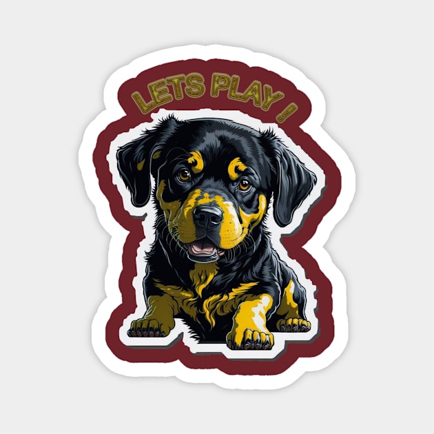 CUTE PUPPY LETS PLAY Magnet by HTA DESIGNS