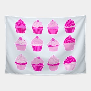 Collection Of Hot Pink Cupcakes Tapestry