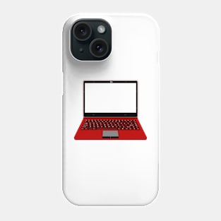 realistic laptop vector illustration in black and red color Phone Case