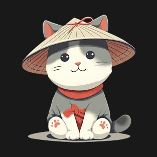 Japanese Fisherman Kawaii Cat T-Shirt