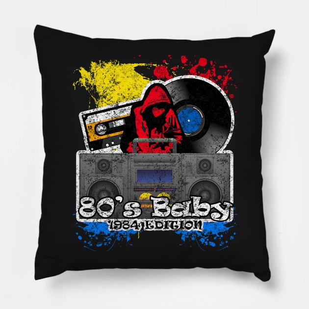 80's Baby Retro Hip Hop T Shirt Pillow by TheAparrelPub