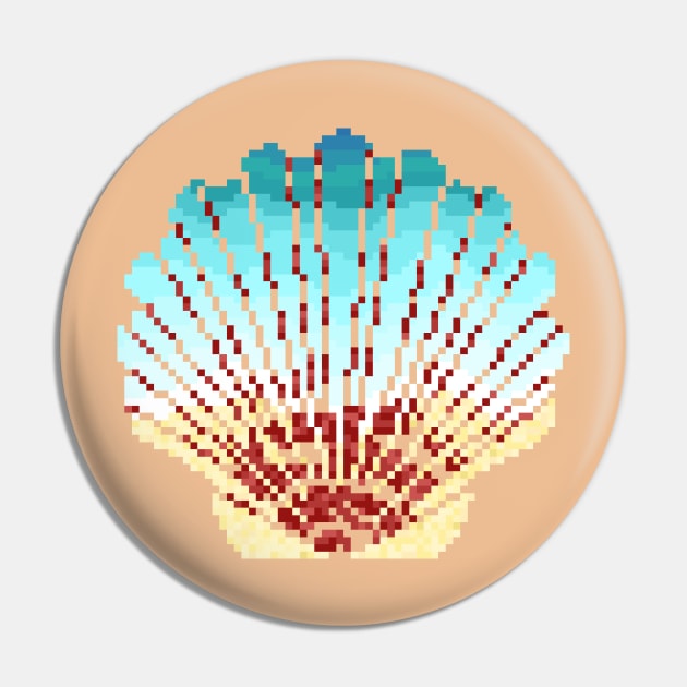 Modern Pixel Sea Clam Pin by jofudachi