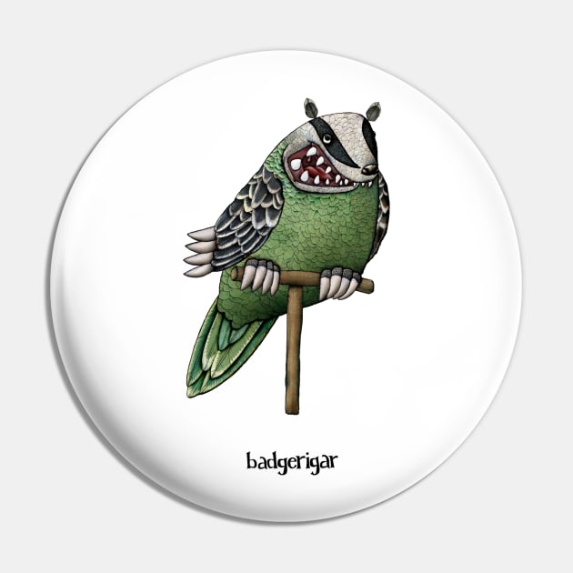 Badgerigar Cartoon T-Shirt Pin by mikelevett