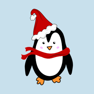 Festive Christmas Holiday Penguin with Santa Hat, made by EndlessEmporium T-Shirt