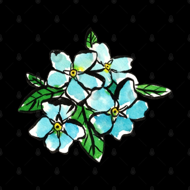 Serene Blue Forget-Me-Nots Floral Cluster Art by Ratna Arts