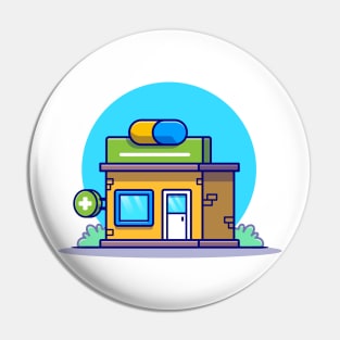 Drugstore Building Cartoon Illustration Pin