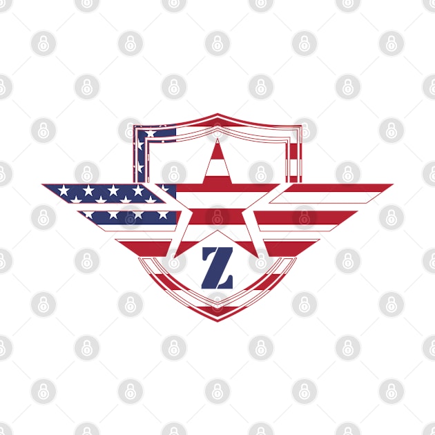 Letter Z American Flag Monogram Initial by A Zee Marketing