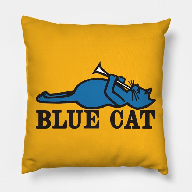 Blue Cat Records Pillow by MindsparkCreative