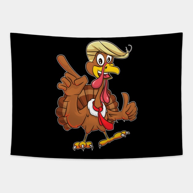 Make Thanksgiving Great Again Funny Trump Turkey Tapestry by teeleoshirts