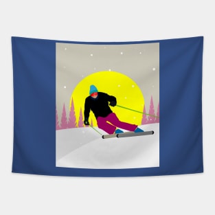 Skier Snow Mountains Extreme Sport Tapestry