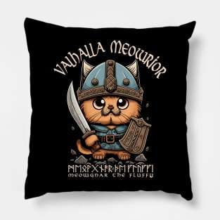 Nordic Norse Valhalla Viking Cat Warrior Pillow