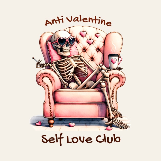 Anti Valentine Self Love Club Skeleton Funny by Nessanya