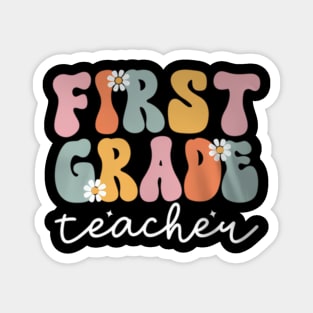 Groovy First Grade Teacher Retro 1st Day Of School Teacher Magnet