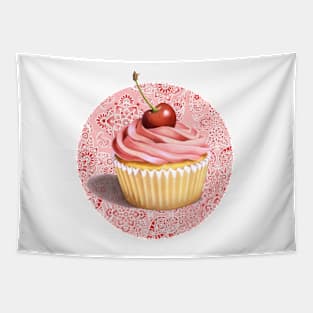 Pink Cupcake Paisley Bandana Tapestry