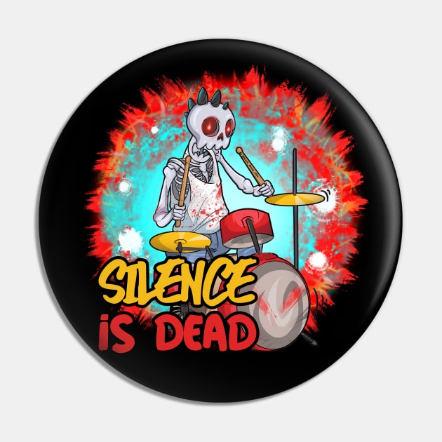 Metal Head Silence is Dead Skull Pin by Trendy Black Sheep