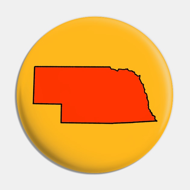 Nebraska - Orange Outline Pin by loudestkitten