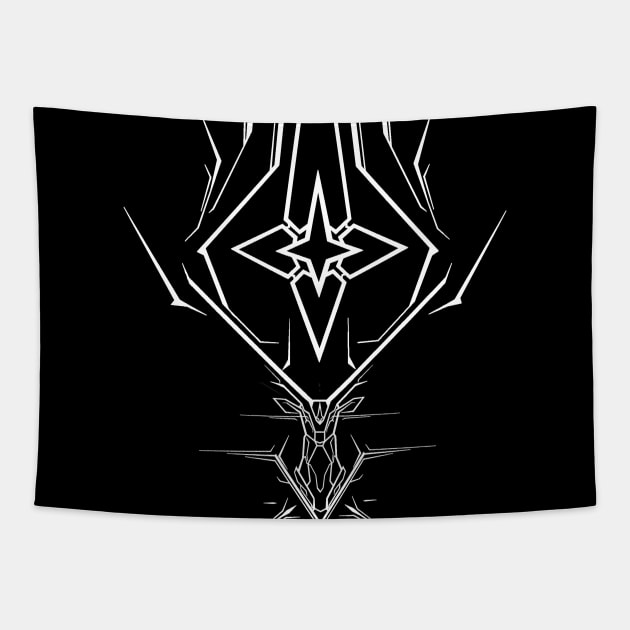 Stag crest 1 (white on black) Tapestry by SkyemondeAlta