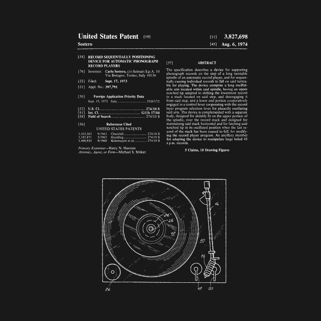 Record Player Patent Blueprint Sostero by Rebus28