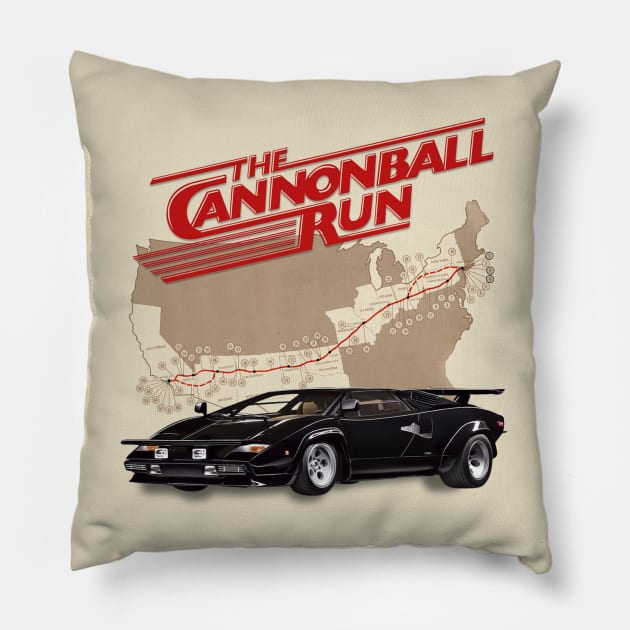 The Cannonball Run Pillow by darklordpug