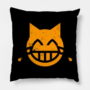 Tears of Joy Grunge Cat Emoji Pillow