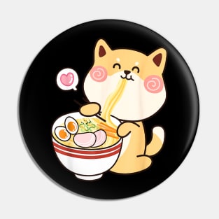 Kawaii Cute Shiba Inu Eating Ramen Anime Pin