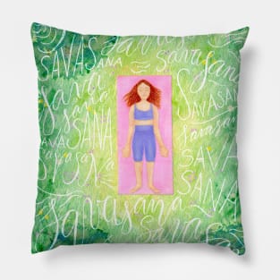 Woman in savasana, the final resting pose Pillow