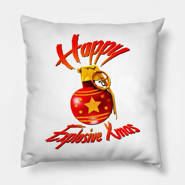 Explosive Christmas (white) Pillow by Cataraga