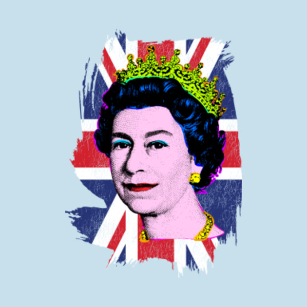 Disover Pop Art British Flag Queen Elizabeth II Her Royal Highness Queen of England - Queen Elizabeth - T-Shirt