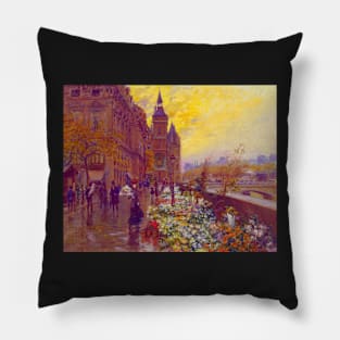 'Flower Market' by Georges Stein REMASTERED TECHNICOLOR Pillow