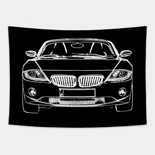 White E85 Car Sketch Art Tapestry