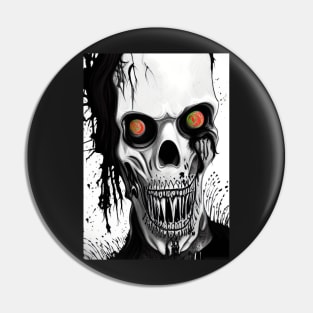 CRAZY RED AND GREEN EYED HALLOWEEN ZOMBIE Pin