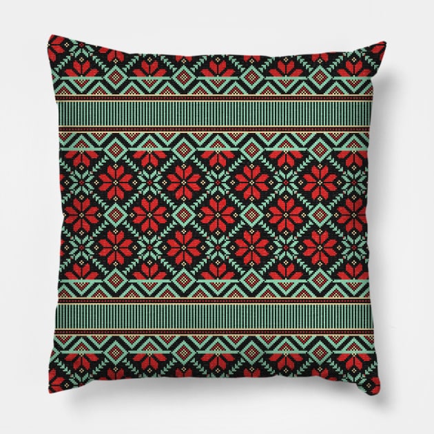 Ethnic Slavic pixel carpet texture #8 Pillow by GreekTavern