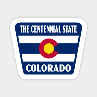 The Centennial State Colorado Retro Flag Badge (Blue) Magnet