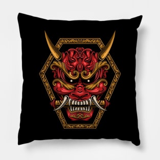 japanese ornated hannya oni mask Pillow